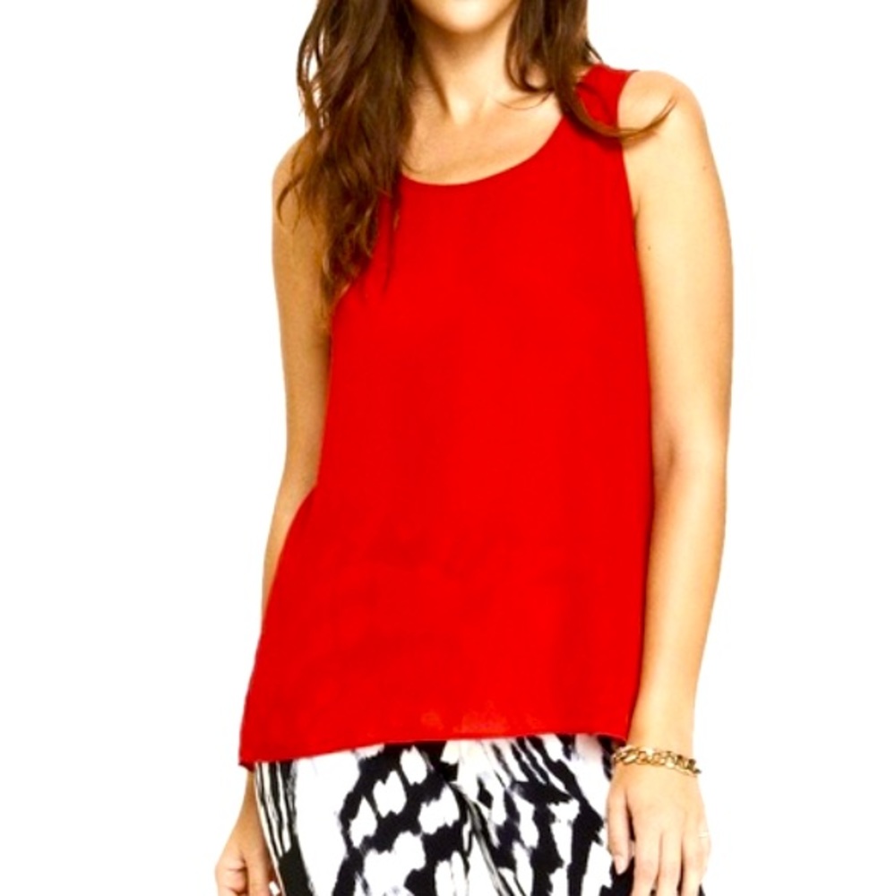 LULU’S Red Sleeveless Chiffon Pullover Blouse XL